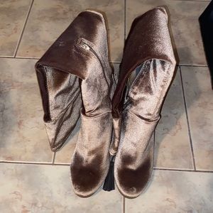 Never worn Brownish-Gold tall boots. Size 9M. Soft valor type material.
